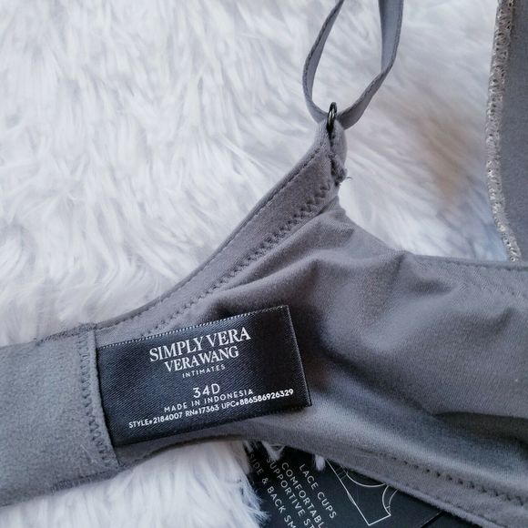 Simply Vera Wang Full Coverage Gray Bra Sz 34D NWT - Picture 7 of 7